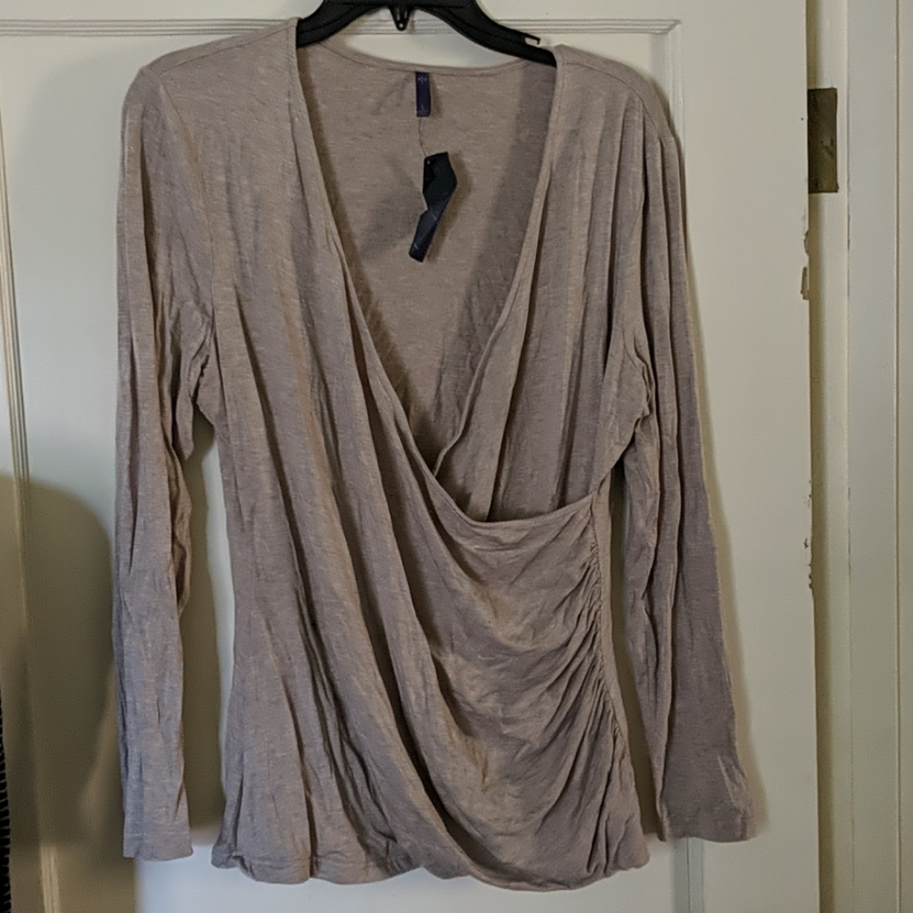 Flattering taupe blouse